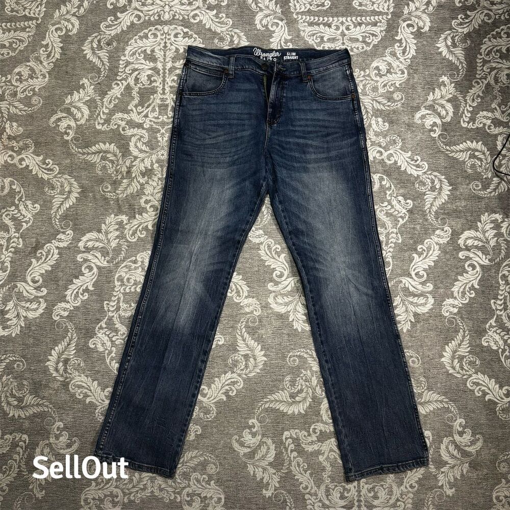 Wrangler Men's Slim Straight Jeans Blue Size 31 Standard 31x34 Retro Style